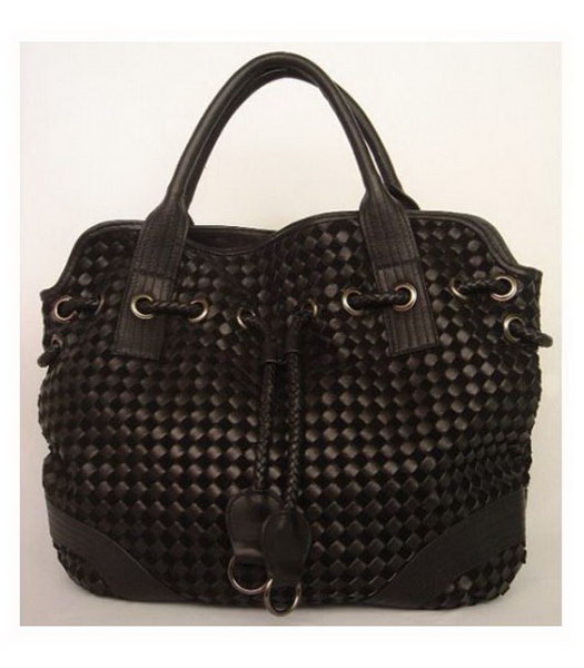 Bottega Veneta con coulisse in pelle Lavorato a telaio Bag_Black